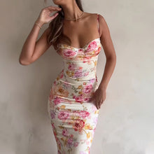 Load image into Gallery viewer, Women’s Floral Bodycon Maxi Dress – Sexy Spaghetti Strap Vacation & Summer Dress
