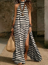 Load image into Gallery viewer, Women's Printed Halterneck Split Maxi Dress – Loose Fit Sleeveless