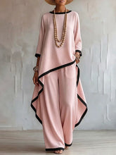 Load image into Gallery viewer, Women's Asymmetric Linen Tunic & Wide-Leg Pants Set