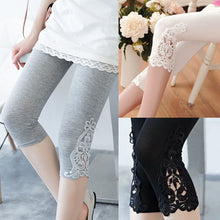 Load image into Gallery viewer, Women’s Lace Trim Stretch Leggings – Fashion Bottoming Pants
