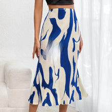 Load image into Gallery viewer, Women's Zebra Print Pleated Skirt – Irregular Hem & Side Slit