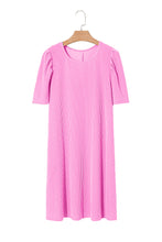 Load image into Gallery viewer, Blossom Corded Crew Neck Puff Sleeve Mini Dress