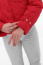 Load image into Gallery viewer, Studded Light Demi-Season Hooded Cropped Jacket in Red