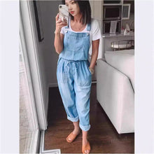 Load image into Gallery viewer, Women's Cotton Sleeveless Wide-Leg Overall Jumpsuit Pants