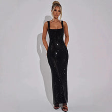 Load image into Gallery viewer, Sexy Double-shoulder Strap Sequins Net Drill Suspenders Dress