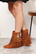 Load image into Gallery viewer, Women's Tassel Wedge : Heel Ankle Booties