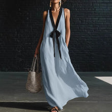 Load image into Gallery viewer, Women's V-Neck Strapless Sleeveless Maxi Dress | Resort-Style Elegant Long Dress