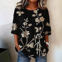 Load image into Gallery viewer, Women's Floral 3D Print Pullover Top – Loose Fit Elegant Casual S to 3XL