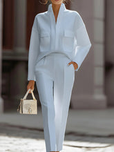 Load image into Gallery viewer, Women's Urban Commuter Pocketed Long-Sleeve Top & Pants Two-Piece Set