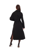 Load image into Gallery viewer, Cambridge Comfort Wraparound Wool Cashmere Coat in Black
