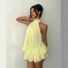 Load image into Gallery viewer, Women's Backless Halter Neck High-Waist Mini Dress with Puffy Skirt