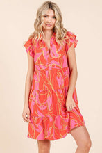 Load image into Gallery viewer, Leaf Print Ruffle Sleeve Tiered Mini Dress For Summer – Fluttering, Playful and Feminine Dress with Layered Details