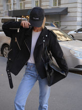 Load image into Gallery viewer, Dakota Eco Suede Aviator Jacket in Black