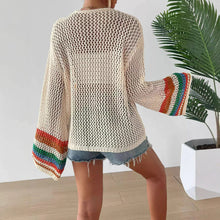 Load image into Gallery viewer, Hand-Crocheted Floral Cardigan Sweater | Boho Open Front Knit Top