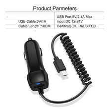 Load image into Gallery viewer, Car Charger With USB Cable Mobile Phone Charger Micro USB Type C Cable Fast Car Phone Charger