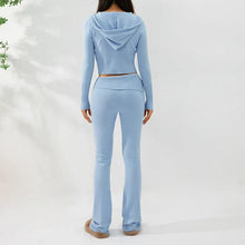 Load image into Gallery viewer, Hoodie Suit Women Leisure Sexy Zip Long Sleeve Sweater And High Waist Long Pants Set