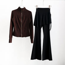 Load image into Gallery viewer, Women’s Long Sleeve Running Set – Zip-Up Slim Fit Gym Outfit