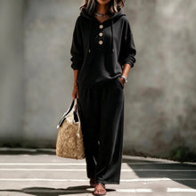 Load image into Gallery viewer, Women's Button-Neck Hoodie & Wide-Leg Pants Set