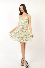 Load image into Gallery viewer, Floral Back Smocked Ruffled Mini Dress – Vibrant Floral Dress, Smocked Mini Dress, Ruffled Dress with Back Detailing, Playful Summer Dress, Feminine Mini Dress, Flirty Ruffled Dress, Boho Floral Dress