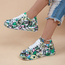 Load image into Gallery viewer, Round-Toe Thick-Sole Lace-Up Sneakers — Women’s Casual Print Shoes