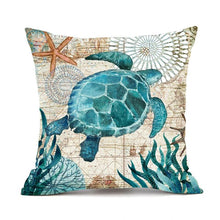 Load image into Gallery viewer, Mandotos Sea Turtle Printed Cushion Covers Linen Throw Pillow Cases For Home Decor Sofa Chair