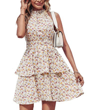 Load image into Gallery viewer, Summer Printed Halter Dress Fashion Boho Backless Ruffled A-Line Beach Dresses For Womens Clothing