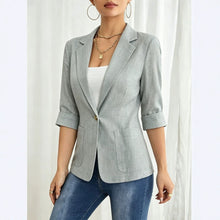 Load image into Gallery viewer, Women's Single Button Notch Lapel 3/4 Sleeve Blazer Jacket