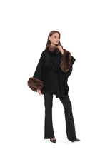 Load image into Gallery viewer, Genuine Polar Fox Fur Double Face Wool Poncho