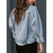 Load image into Gallery viewer, Women's Cropped Distressed Denim Jacket