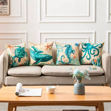 Load image into Gallery viewer, Mandotos Sea Turtle Printed Cushion Covers Linen Throw Pillow Cases For Home Decor Sofa Chair