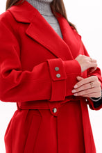 Load image into Gallery viewer, Karina Belted Wool Cashmere Blend Overcoat in Ruby