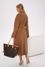 Load image into Gallery viewer, Cambridge Comfort Wraparound Wool Cashmere Coat in Dark Camel