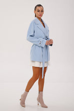Load image into Gallery viewer, Karina Midi Belted Wool Cashmere Blend Overcoat in Sky Blue