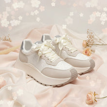Load image into Gallery viewer, Lace-Up Platform Athletic Sneakers – PU Microfiber Mid Heel