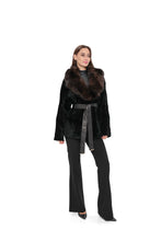 Load image into Gallery viewer, Modena Genuine Astrakhan Polar Fox Trim Coat