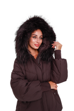 Load image into Gallery viewer, Verbier Genuine Fur Trim Down Fill Jacket in Fig