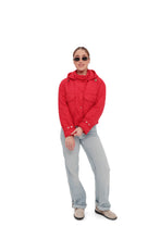 Load image into Gallery viewer, Studded Light Demi-Season Hooded Cropped Jacket in Red