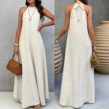 Load image into Gallery viewer, Women's Ice Silk Crinkle Sleeveless Swing Maxi Dress