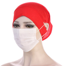 Load image into Gallery viewer, NEW Soft Cotton Hijab Breathable Turban Tie Under Scarf Elegant Ear Hole Stretch Inner Hijabs Lightweight Turban Round Front Under Hijab Caps Female Turban Bonnet
