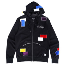Load image into Gallery viewer, F5715 Frost Patchwork Zip Up Hoodie - Black