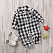 Load image into Gallery viewer, Spring Autumn Newborn Cotton Casual classic Plaid Collar Jumpsuit for Baby Boys / Girls In Elegant Retro Modern Style