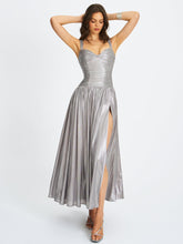 Load image into Gallery viewer, Palmer Silver Glitter Drop Waist Maxi Dress