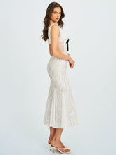 Load image into Gallery viewer, Paola White Peter Pan Collar Beaded Sequin Mermaid Midi Dress