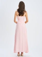 Load image into Gallery viewer, Mallory Baby Pink Stripe Jacquard High Slit Gown