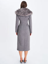 Load image into Gallery viewer, Faye Grey Wool Blend Single-Breasted Coat with Removable Faux Fur Collar