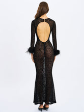 Load image into Gallery viewer, Patricia Black Leopard Burnout Velvet Mesh Backless Maxi Dress