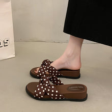 Load image into Gallery viewer, Polka Dot Platform Wedge Sandals – Boho Crisscross Slide