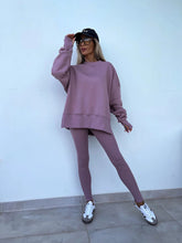 Load image into Gallery viewer, Women’s Casual Sweater Suit – Loose Split Top & Fitted Trousers Set