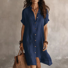 Load image into Gallery viewer, Women's Buttoned Midi Shirt Dress – Short Sleeve