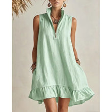 Load image into Gallery viewer, Women's Casual Loose Half-Zip Sleeveless Dress with Ruffle Hem